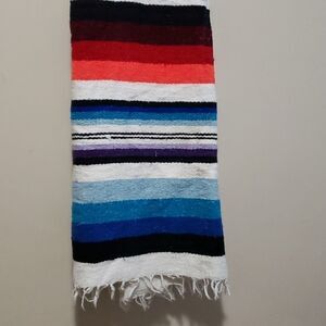 Vintage Mexican Cancun Woven Wool Blend Blanket